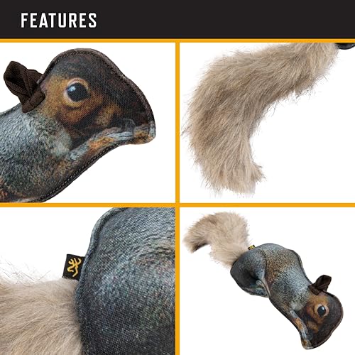 Browning Pet Training Tools, Durable Dog Toys for Tug and Fetch, Squirrel Fabric Squeaker, One Size - color: Squirrel Fabric Squeaker