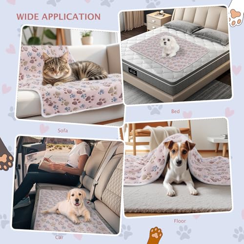 6 Pack Small Dog Blanket, Super Soft Warm Pet Cover Blankets, Paw Print Puppy Fleece Flannel Blanket for Small Medium Dogs and Cats MW003 - color: Beige Paw, size: 6 Pack of 29.9x20.5 Inches
