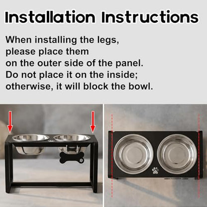 Metal Elevated Dog Bowls, Raised Dog Bowls for Medium/Large Sized Dogs with 2 Thick 58oz Stainless Steel Food Bowls, 10'' Tall Dog Bowl Stand Protect Neck & Joints - size: 10" | M/L Dogs | 2×58oz Bowls
