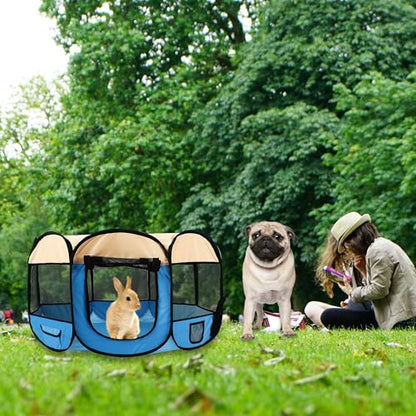 Pet Cat Playpen for Indoor Cats,Puppy Small Dog Cat Tent Crates Cage,Portable Pet Dog Playpen,29x29x16,Blue/Beige,1Pack - color: F2916 Blue