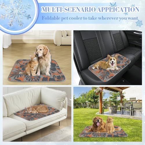 Dog Cooling Blanket Ice Silk Pet Bed Mat Hawaiian Tropical Pattern Thin Dog Bed Washable Cooling Pads for Cats 28" X22" Mats Blanket for Crate, Indoor& Outdoor Floor, Car Seats