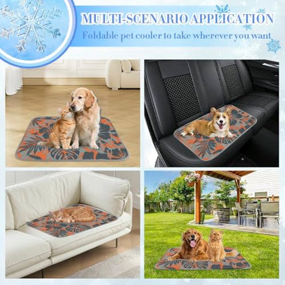 Dog Cooling Blanket Ice Silk Pet Bed Mat Hawaiian Tropical Pattern Thin Dog Bed Washable Cooling Pads for Cats 28" X22" Mats Blanket for Crate, Indoor& Outdoor Floor, Car Seats