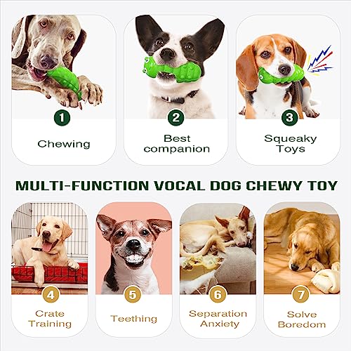 Dog Chew Toys, Squeaky Interactive, for Aggressive Chewers, TPR Rubber, Tough and Durable (Green) - color: Green