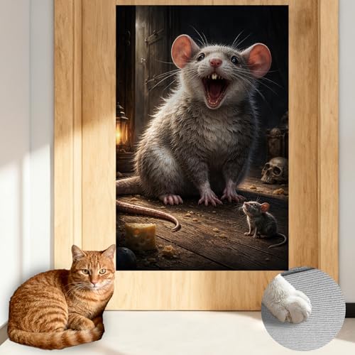 Cat Wall Scratcher 15.3x23.6 Inches Polyester Synthetic Fiber, Large Rat & Small Mouse Print, wall scratchers for Indoor Cats, cat Scratch pad, Home Decor, Basement, Garage (2pcs) - color: TT21438-2pcs