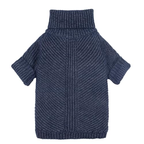 Fitwarm Turtleneck Knit Dog Sweater, Thermal Dog Winter Clothes for Small Dogs Boy Girl, Cozy Sweaters for Dogs, Doggy Pullover Jumper, Pet Outfit, Heather Navy Blue, Small - color: Navy Blue, size: Small