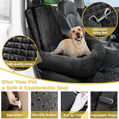 Dog Car Seat for Small Medium Dogs,Detachable Washable Travel Safety Pet Booster Seat, Comfy Ultra Soft and Multifunctional Car Travel Bed,Black - color: Black, size: Small