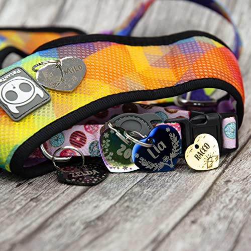 Personalized Dog Tag with 5 Lines of Custom Deep Engraved Durable Stainless Steel Pet ID Name Tag Designer Small Size Heart - size: Small, style: Heart