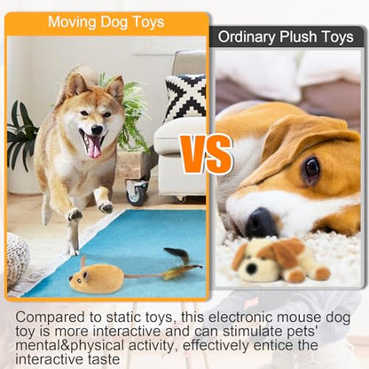 Mity rain Interactive Dog Toys, Fake Remote Control Dog Toy to Keep Them Busy, Dog Mouse Toy with Realistic Sound & Extended Tail, Automatic Dog Toy for Cats Dogs Pet, Squeaky Dog Toys Yellow - color: Yellow Remote Version
