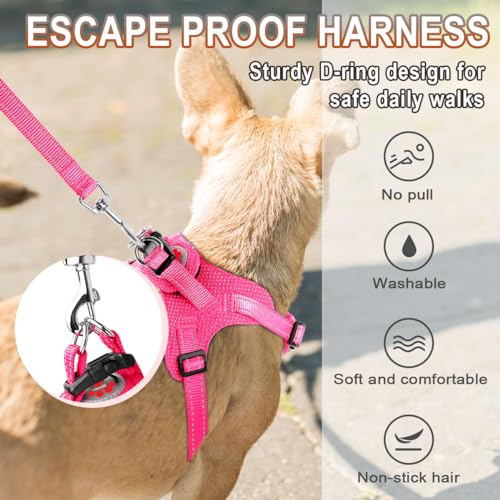 Dog Harness Step in Dog Vest Harness, Reflective Adjustable Puppy No Pull Harness Breathable Soft for Small and Medium Dogs Cats, Pink, XXS - color: Pink, size: XX-Small