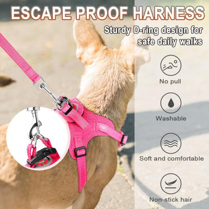 Dog Harness Step in Dog Vest Harness, Reflective Adjustable Puppy No Pull Harness Breathable Soft for Small and Medium Dogs Cats, Pink, XXS - color: Pink, size: XX-Small
