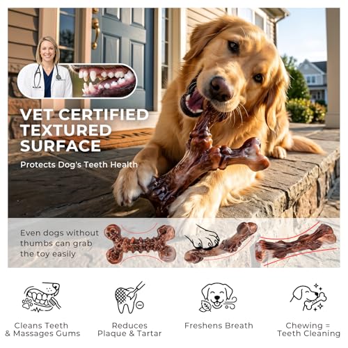 Kseroo 3-Pack Indestructible Dog Chew Toys for Aggressive Chewers: Bacon Flavored Rock-Hard Solid Nylon, Tough Dog Bones for Medium/Large Dogs 25-90lbs, Heavy Duty Dog Toys to Keep Them Busy, Brown-XL - color: 3PC-Bacon-Brown