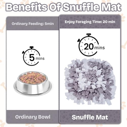 Snuffle Mat for Dogs | Travel-Friendly & Durable Dog Sniff Mat | Encourages Foraging, Slow Eating, Mental Stimulation & Stress Relief | Interactive Dog Enrichment Mat for Puppies & Adult Dogs (Grey) - color: Light Gray