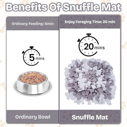 Snuffle Mat for Dogs | Travel-Friendly & Durable Dog Sniff Mat | Encourages Foraging, Slow Eating, Mental Stimulation & Stress Relief | Interactive Dog Enrichment Mat for Puppies & Adult Dogs (Grey) - color: Light Gray
