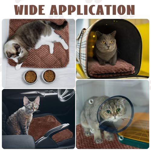 Drydiet 4 Pcs Self Heating Cat Pad Self Warming Cat Bed Dog Heating Pad Washable Thermal Pet Mat for Indoor Outdoor Pet 16 x 20 Inch Removable Non Slip(Coffee) - color: coffee