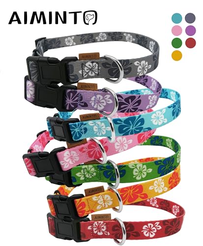 Dog Collar, Cute Floral Pattern, Soft and Adjustable Collar with Quick Release Buckle (S (Neck 11-18", Width 5/8"), Hawaiian Pink) - color: Hawaiian Pink, size: S (Neck 11-18", Width 5/8")