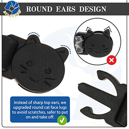Leather Personalized Breakaway Cat Collar with Studded Bell and Safety Quick Release Buckle - Rivets Studded ID DIY Collars for Boy Girl Cats Kittens, 9" - 11.5" Black - color: Black, size: 9"-11.5"