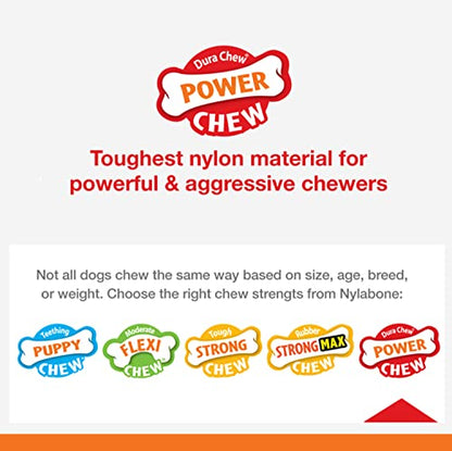 Nylabone Double Action Bone Power Chew Toy for Dogs, Rubber Dog Toys for Moderate & Aggressive Chewers, Bacon Flavor, Medium - Up to 35 lbs, 1 Count - size: Medium