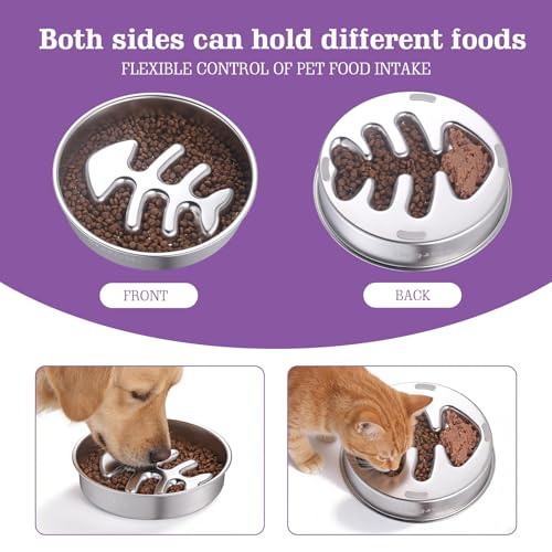Stainless Steel Slow Feeder Dog Bowls – Non-Slip Metal Dog Bowl for Large & Medium Breeds, Puppy Puzzle Feeder – 2 Cup Capacity for Small to Big Pets – Durable Slow Feed Dog & Cat Food Dish - color: Fishbone