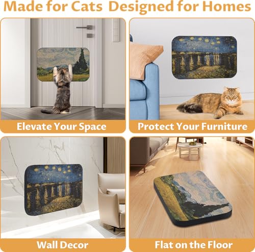 2 Pack Art Cat Scratcher, Wall-Mountable Cat Scratch Pad, Cat Wall Scratcher 16.7x11x1 Inch Cat Scratching Board for Indoor Cats Toy (Series2) - color: Van Gogh2-2