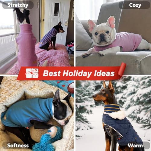 KYEESE 2Pack Dog Sweater Warm Pets Clothes Stretchy Pet Sweatshirt Pullover Small Pets Sweaters Soft Dogs Clothes Turtleneck Pet Coats Dog Sweaters for Small Dogs Girl - color: 3# Stripe+Grey, size: Small (4-7lbs)
