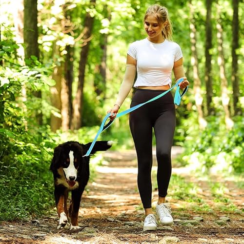 Jiozermi 10ft Dog Leash with 3 Handles, Heavy Duty Dog Lead with Padded Traffic Handle, Reflective Stitching Large Leash for Running Walking Training(Blue) - color: Blue