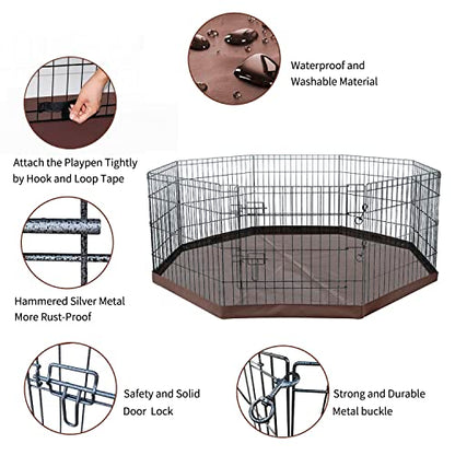 NEZUC Foldable Silver Metal Dog Exercise Playpen Gate Fence Dog Crate 8 Panels 30 Inch Height Puppy Kennels with Bottom Pad for Animals Outdoor Indoor (with Bottom pad, 8 Panels 30" H) - size: 30"H, style: Playpen+Bottom Pad
