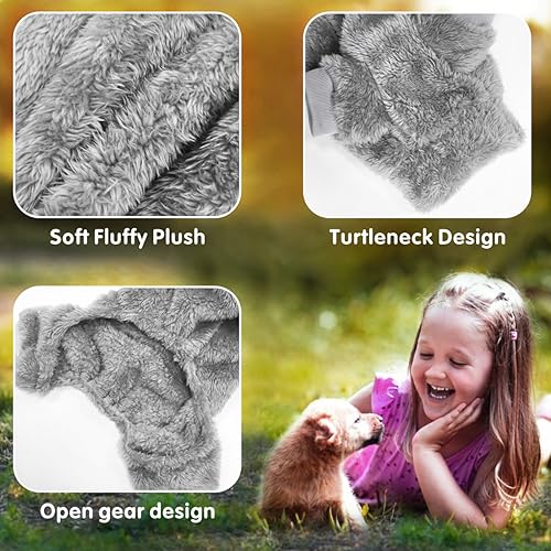 Idepet Velvet Dog Pajamas, Turtleneck Dog Sweater Fuzzy Plush Onesie Soft Cat Apparel Pet Clothes Winter Outfit Doggy Pjs Puppy Jumpsuit for Small Dogs Cats (Grey,S) - color: Grey, size: Small