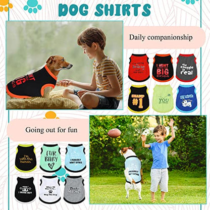 12 Pieces Dog Shirts Pet Printed Clothes with Funny Letters Summer Pet T Shirts Cool Puppy Vest Breathable Dog Outfit Soft Cat Sweatshirt for Chihuahuas Cats Accessories, 12 Styles(X-Small) - size: X-Small
