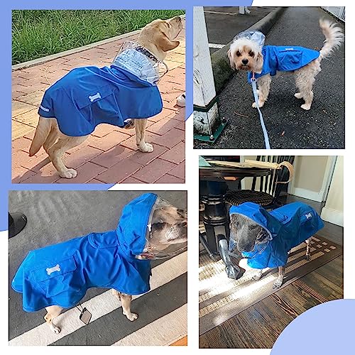 Waterproof Dog Raincoat, Adjustable Reflective Lightweight Pet Rain Clothes with Poncho Hood (Small, Blue) - color: Blue, size: Small(9-13lb)