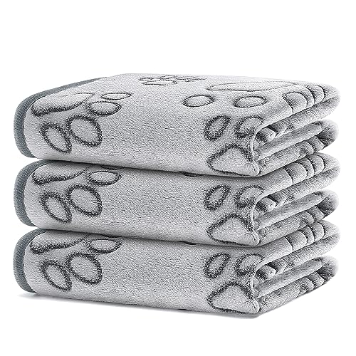 DOOVID Pet Blanket Soft Fluffy Fleece Pet Mat Doggy Flannel Blanket Dog Cat Cute Paw Print Pet Blankets Pure Gray Paw Medium(30''*20'') - color: Pure Gray Paw, size: Medium(30''*20'')