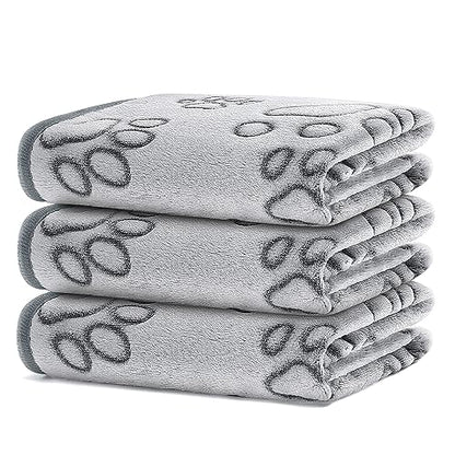 UTTPLL Stuffed-Premium-Dog-Blankets-Flannel Grey Cute Paw Print Throw Washable Soft Fluffy Fleece Pet Cat Blanket for Indoor Cats Kitten Pads Small Dog Gifts Puppy Essentials