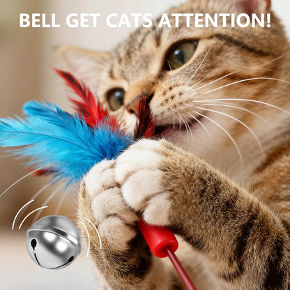 Vamelia Interactive Cat Toys Retractable Feather Toys Interactive Catcher Refills for Indoor Cats to Chase and Exercise