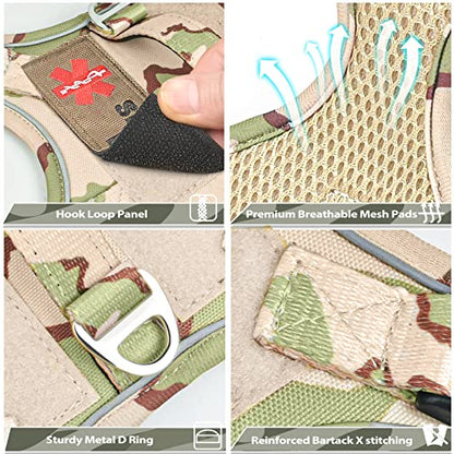 Tactical Small Dog Harness for Puppy, No Pull Military Service Dog Vest with Vertical Handle, Outdoor Training Small Puppy Vest Chihuahua Harness (Desert Green, XS) - color: Desert Green