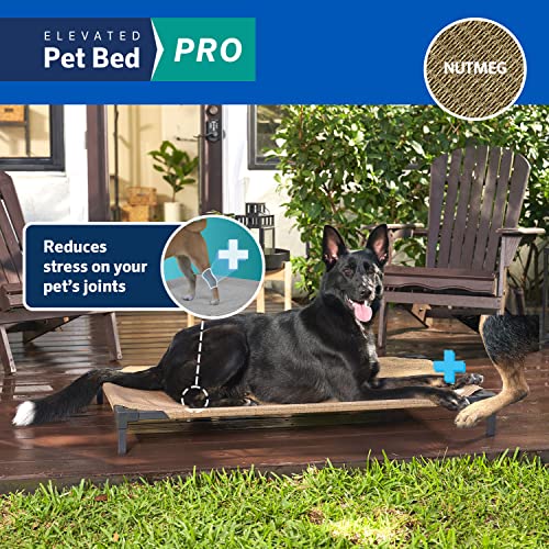 Coolaroo Pro Elevated Dog Bed - Low-Profile Access, Moisture-Resistant Cover, Breathable Fabric & Tool-Free Setup, Nutmeg, Standard - color: Nutmeg, size: Standard