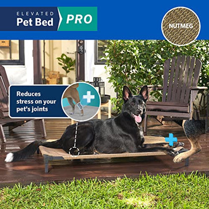 Coolaroo Pro Elevated Dog Bed - Low-Profile Access, Moisture-Resistant Cover, Breathable Fabric & Tool-Free Setup, Nutmeg, Standard - color: Nutmeg, size: Standard