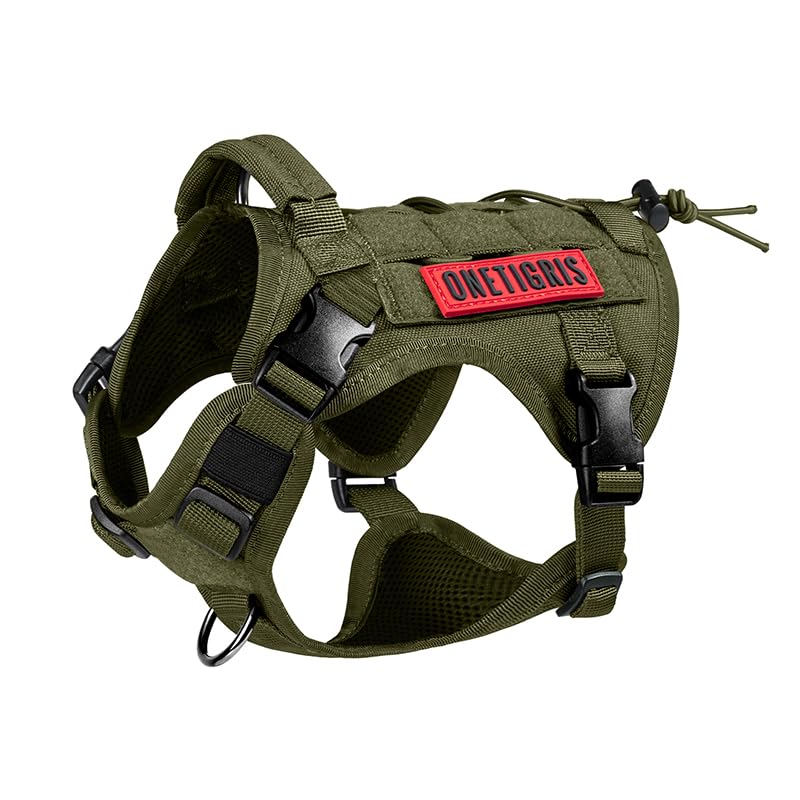 OneTigris Tactical Dog Harness Vest,No-Pull Service Dog Vest with Hook & Loop Panels,Adjustable Dog Vest Harness for Walking Hiking Training(Ranger Green,XS) - color: Green, size: XS