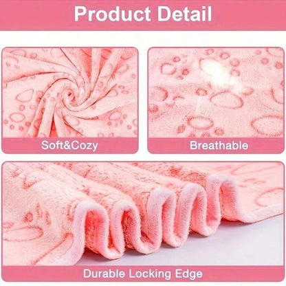 1pc Soft Cozy Pet Blanket with Paw Print Design, Tear-Resistant & Machine Washable, Warm Comfortable Dog & Cat Blanket - 16 * 23Inch, Pink - color: Pink, size: 16*23Inch