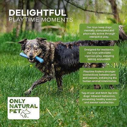 Only Natural Pet Rubber Bond Building Fetch Tug Dog Toy - Stick Floating Small Puppy Teach Durable Throw Launcher Flying Frisbee Boomerang Tough Aggressive Puller Chewers - Fling & Fetch/Dark Blue - color: Dark Blue