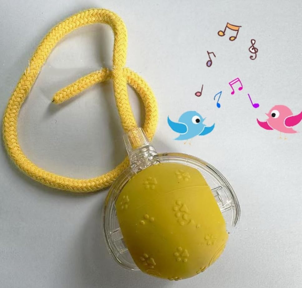 PetScope Interactive pet Toy Ball with Motion Sensor, Rechargeable, 3 Speed Modes, LED Lights, Bird Sound Effects, (Yellow) - color: Yellow