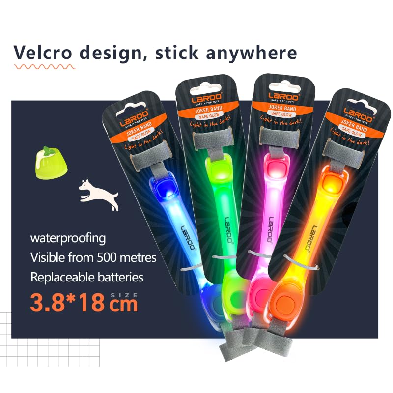 LaRoo LED Dog Collar Light, High Visibility Pet Safety Night Light with Hook & Loop, Waterproof Glow LED Strip for Dog Collar Leash Harness, Perfect for Night Walking Running, Camping, Outdoor, Green - color: Green