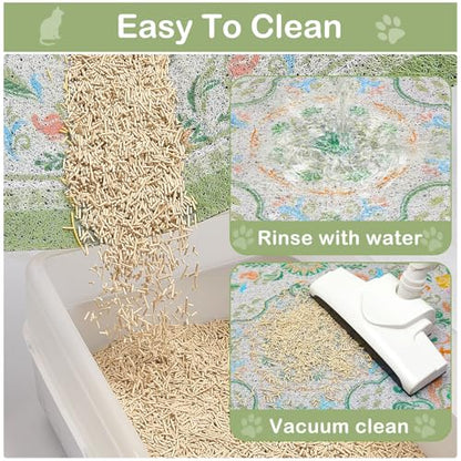 Glittme Cat Litter Mat with Non-Slip Bottom Litter Box Mat 24"X15" Litter Trapping Mat Easy to Clean Washable Cat Food Mat for Kitty,S - color: Bean Green, size: 24"x15"
