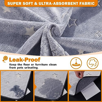LOOBANI Washable Dog Pads, Fast Absorption Reusable, Waterproof Whelping, Non Slip Pet Playpen Mat for Dogs, Grey 2 Pack 36 x 72 in - size: 36x72 in(2 Pack)