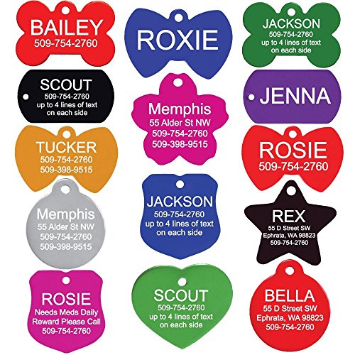 GoTags Dog Tags, Personalized Engraved Dog and Cat ID Tags for Pets, Custom Engraved on Both Sides, Various Shapes Including Bone, Round, Heart, Bow Tie, Star, and Badge (Large - Pack of 1) - size: Regular, style: Dog Bone