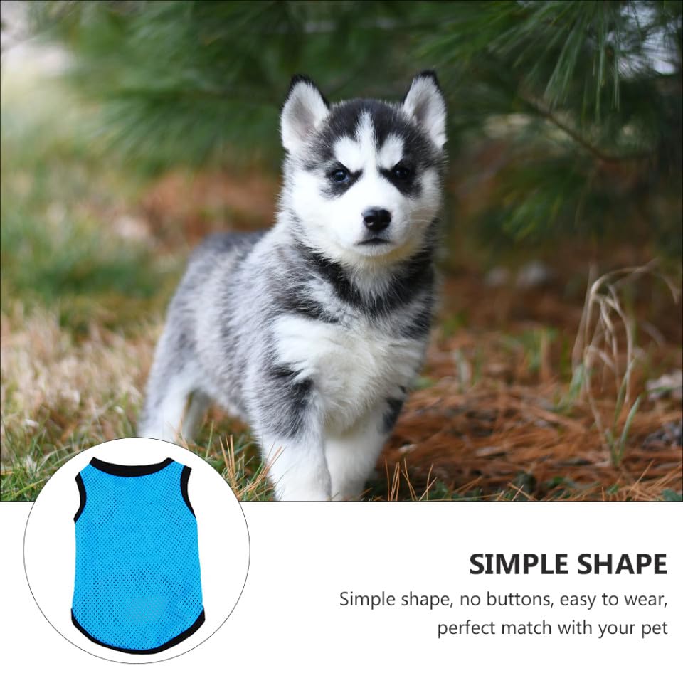 VALICLUD Pet Dog Vest Breathable Mesh Cooling Sleeveless Puppy Shirt Blue M for Summer Wear