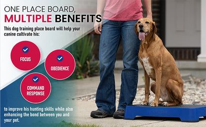 HUNTMARK Dog Training Place Board - Durable Hunting Dog Training Platform - Non-Skid Surface and Nonslip Feet - Stackable, Portable Agility Platform - Modern Puppy Trainer Equipment (Dark Blue) - color: Dark Blue