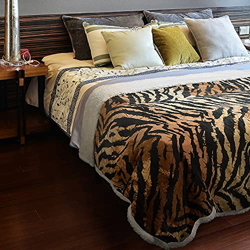 Catalonia Tiger Fluffy Sherpa Throw Blanket, Super Soft Mink Fleece Couch Blanket, TV Bed Fuzzy Blanket, Fluffy Comfy Warm Heavy Throws, Comfort Caring Gift,50x60 inches - color: Tiger, size: 50"x60"