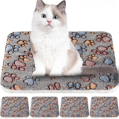 Tuanse 4 Pack Ultra Soft Dog Cat Bed Mat Small Animal Guinea Pig Bed with Cute Print Reversible Fleece Dog Crate Kennel Pad Cozy Washable Thickened Hamster Pet Beds Mat(13 x 19 Inches,Gray) - color: Gray, size: 13 x 19 Inches