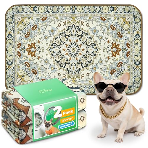 FXW Washable Pee Pads for Dogs, Puppy Pads with Super Absorbent, Specifically Designed for 36inch Cages, 23" x 35" Rectangle, Boho Beige, 2 Packs - color: Boho Beige, size: 23" x 35" (2 Packs)