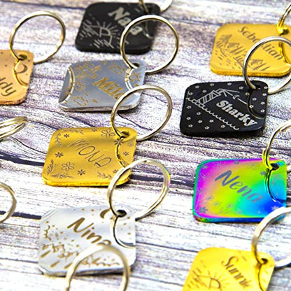 Personalized Dog Tag with 5 Lines of Custom Deep Engraved Durable Stainless Steel Pet ID Name Tag Designer Regular Size Diamond - size: Regular, style: Diamond