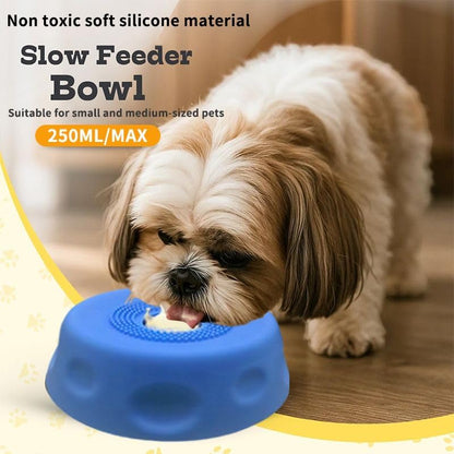 Slow Feeder Dog Lick Bowl with Rolling Ball,Anti-Slip Silicone Puzzle Feeder for Liquid Treats,Bone Broth,Yogurt,Wet Food,Anxiety Relief Enrichment Lick Toy for Large Medium Small Dogs & Cats (Blue) - color: Blue